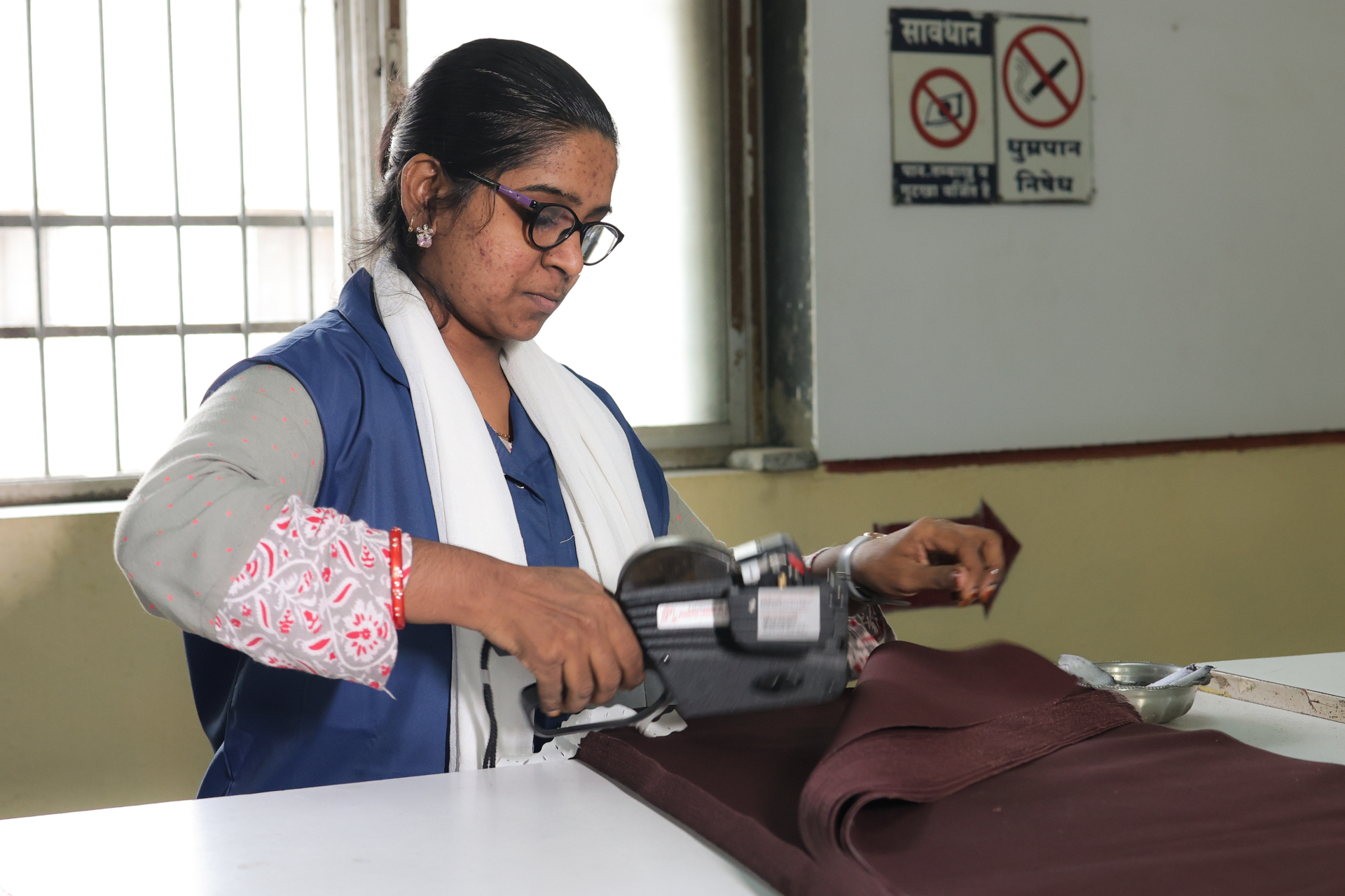 Sewing floor at the Prasam Exports facility